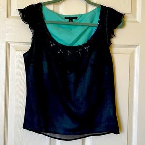 Banana Republic 100% Silk Navy Lined Cap Sleeve blouse